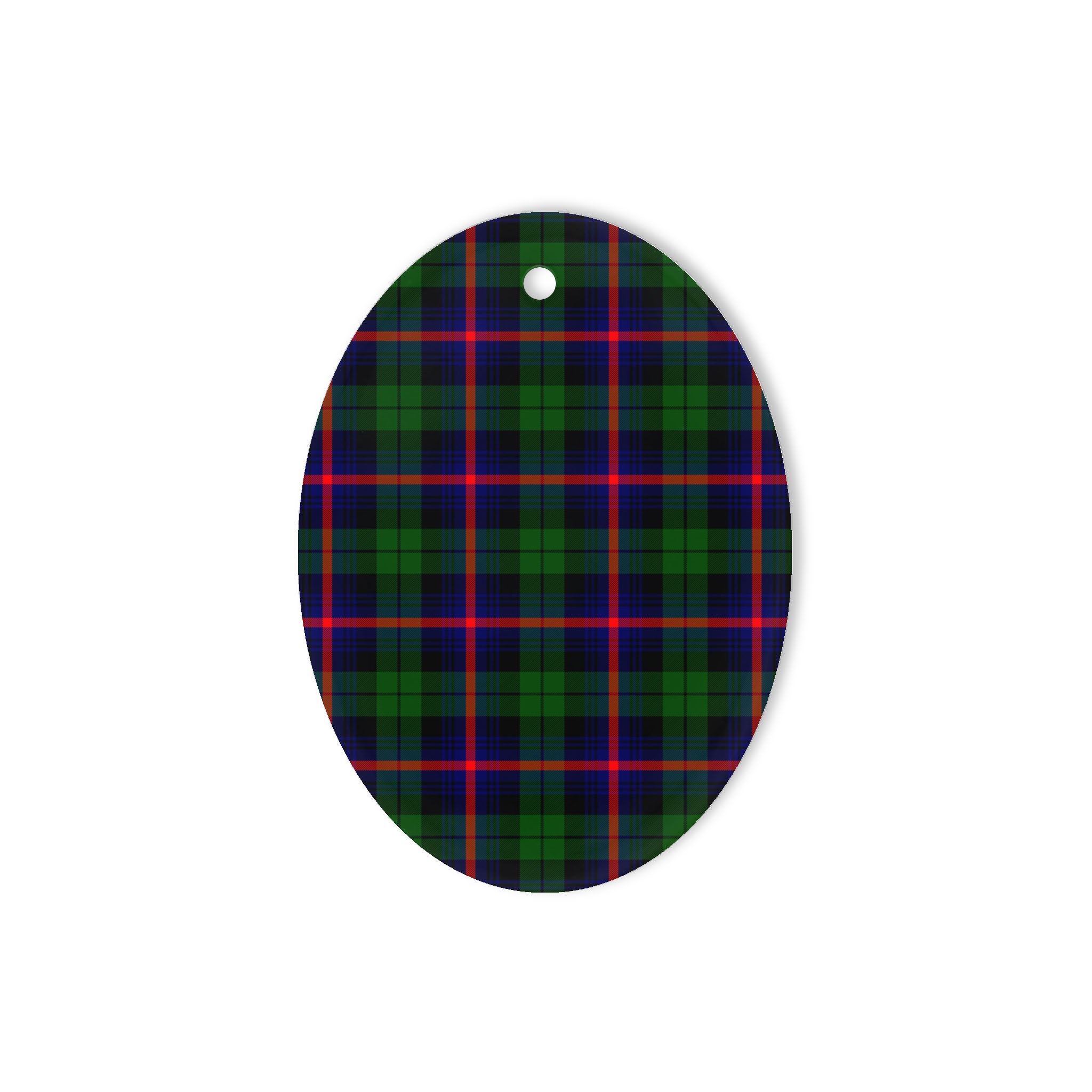 Urquhart Modern Tartan Oval Ornaments, Christmas Tree Ornament, Plaid Christmas Ornaments, Ceramic Oval Christmas Tree Decoration