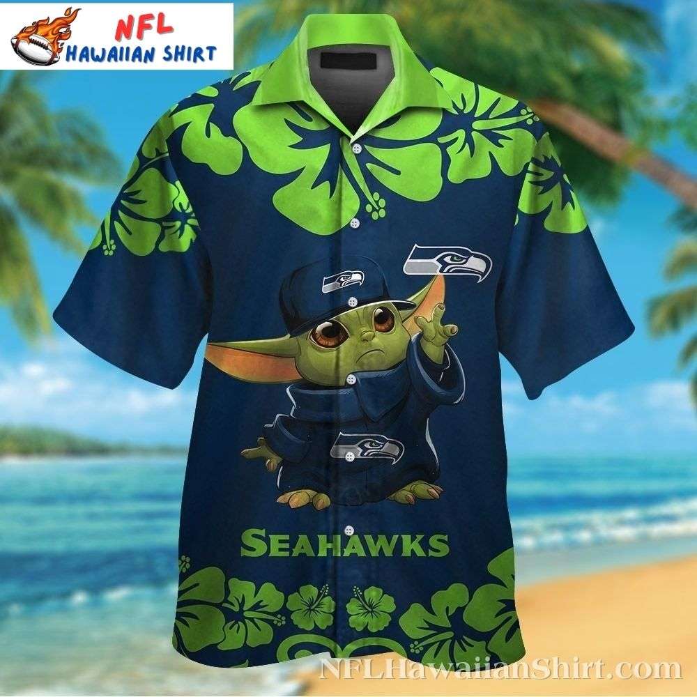 Baby Yoda And Hibiscus Seattle Seahawks Hawaiian Shirt