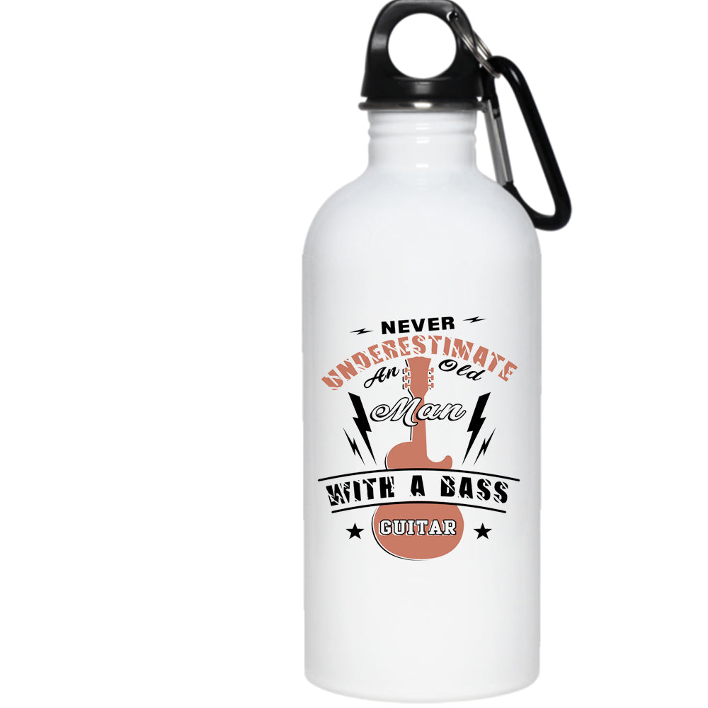An Old Man With A Bass Guitar 20 oz Stainless Steel Bottle,Cool Grandpa Outdoor Sports Water Bottle