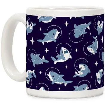 Space Shark Pattern Coffee Mug