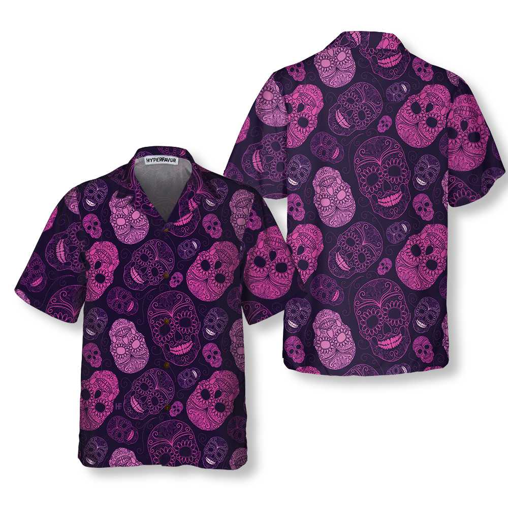 Purple Midnight Sugar Skull Hawaii Unique Day Of The Dead Shirt For Men And Women Ha64829