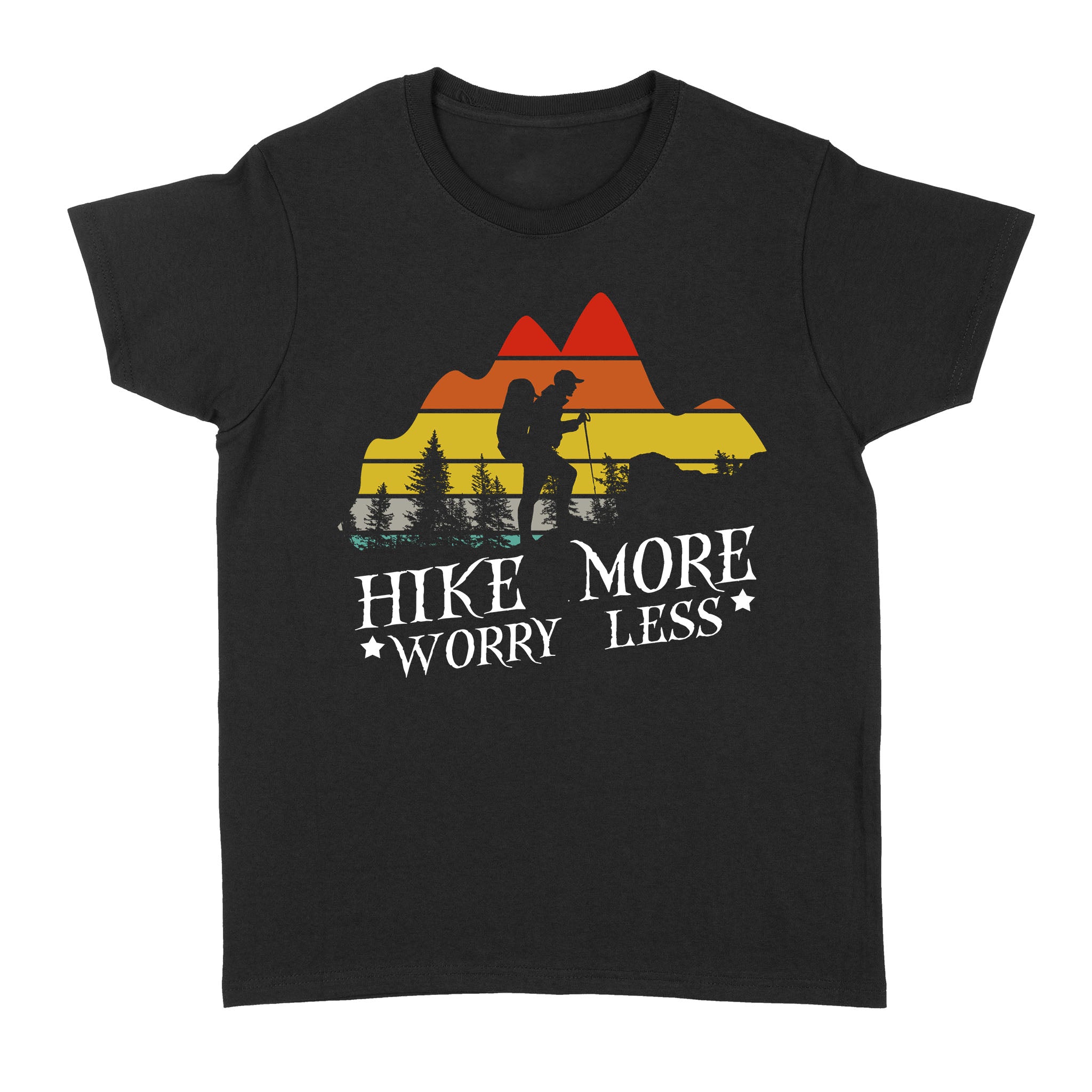 Vintage Hike More Worry Less Hiking Lovers Gift – Standard Women’s T-shirt