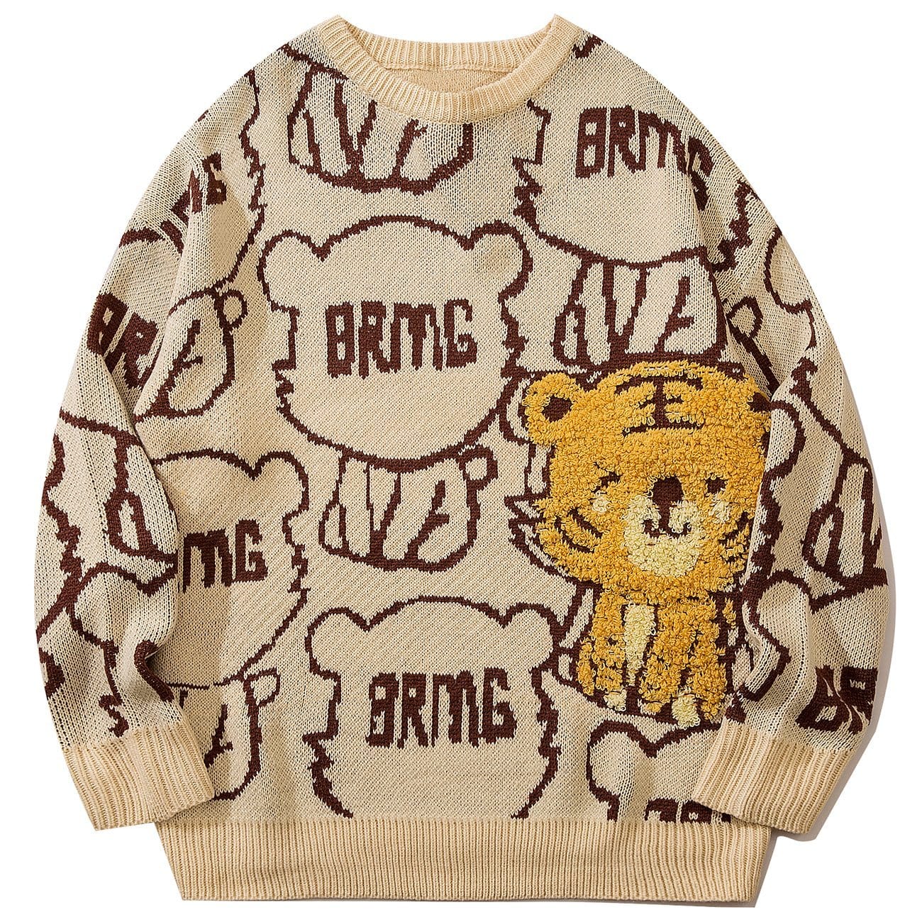 Cartoon Tiger Pattern Knitted Sweater