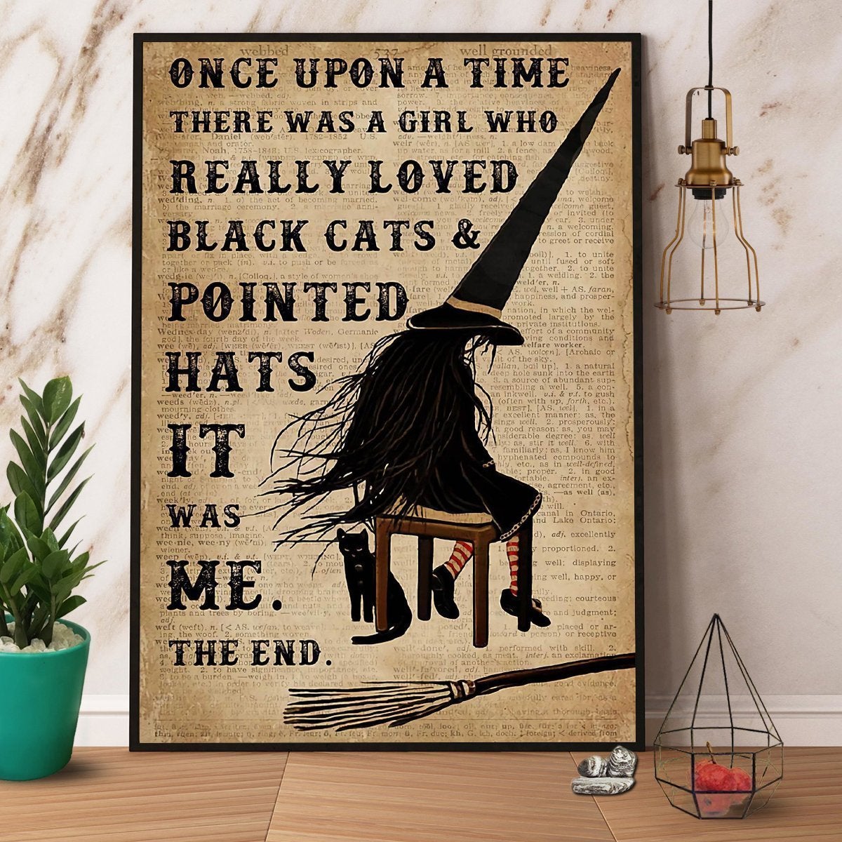 Witch A Girl Who Really Loved Black Cats & Pointed Hat Halloween Gift Paper Poster No Frame Matte Canvas, Wall Decor Visual Art Wall Decor