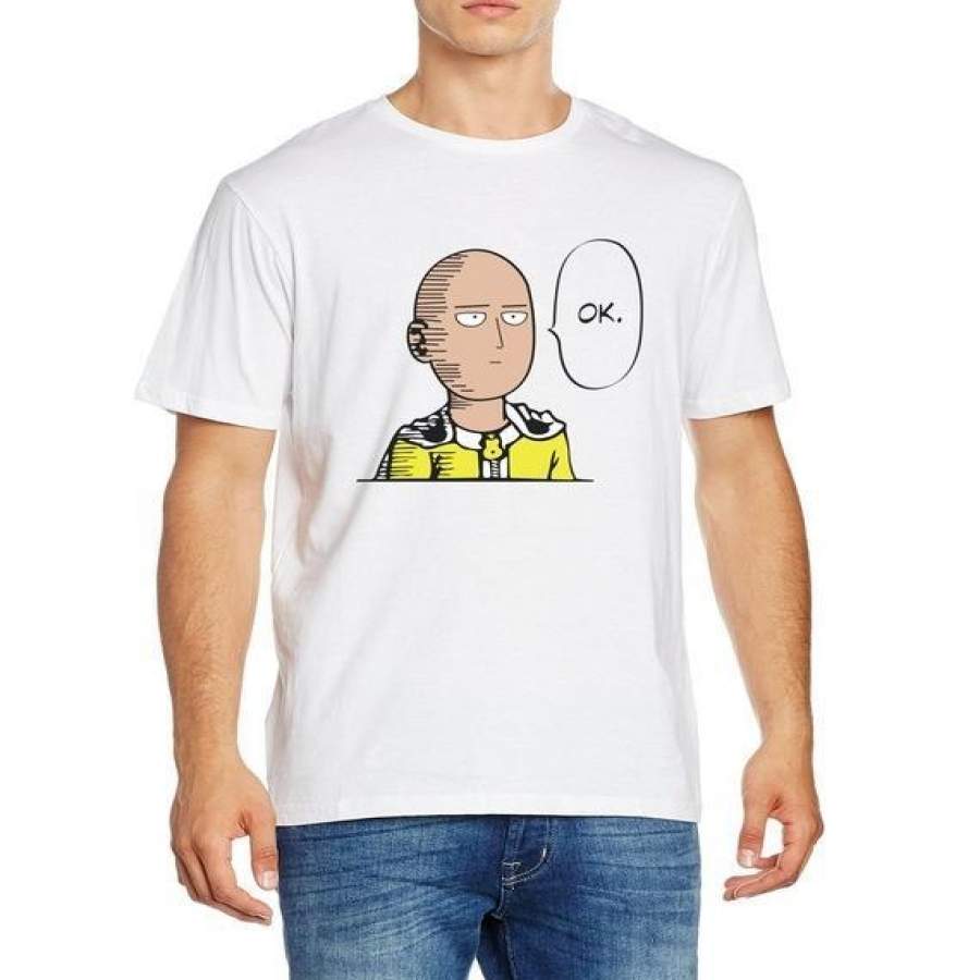 2017 summer One Punch Hero Saitama Oppai t shirt men short sleeve casual brand  male harajuku hip-hop kpop tops