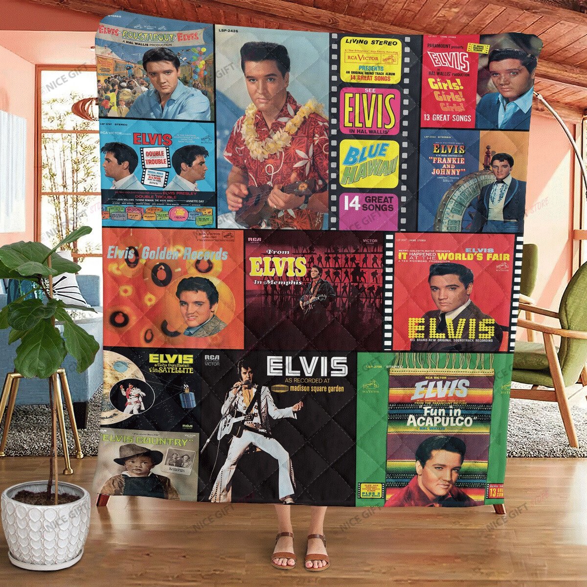 Elvis Presley Fleece Blanket Blk-T2F2