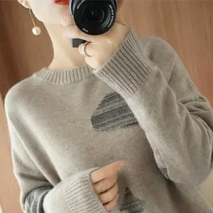 Women Clothes Color Matching O Neck Sweater Spring Fall Korean Fashion Pullover Long Sleeve Top Female Loose Knitted Jropa Mujer alx