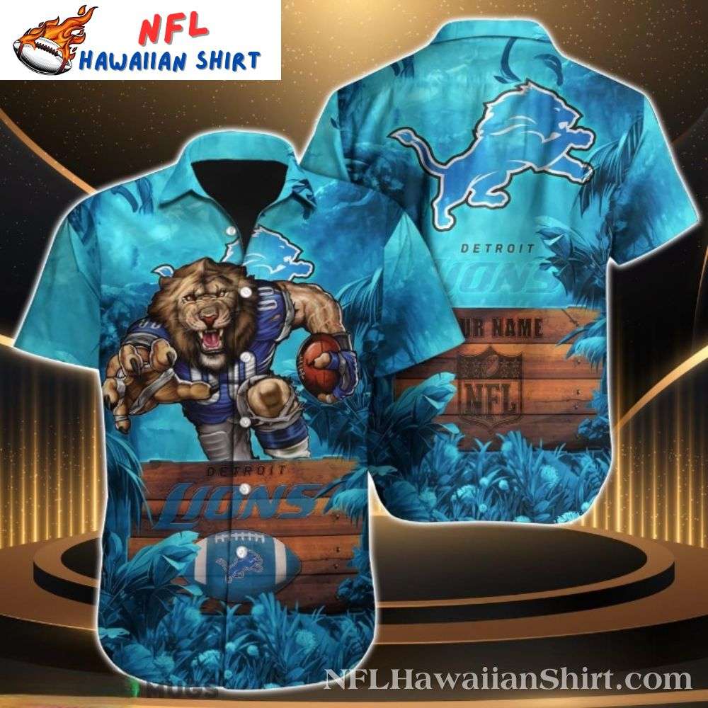 Custom Name Detroit Lions Hawaiian Shirt  Tropical Forest Edition