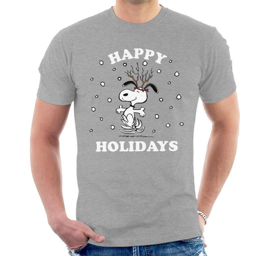 Peanuts Christmas Happy Holidays Snoopy Men’s T-shirt
