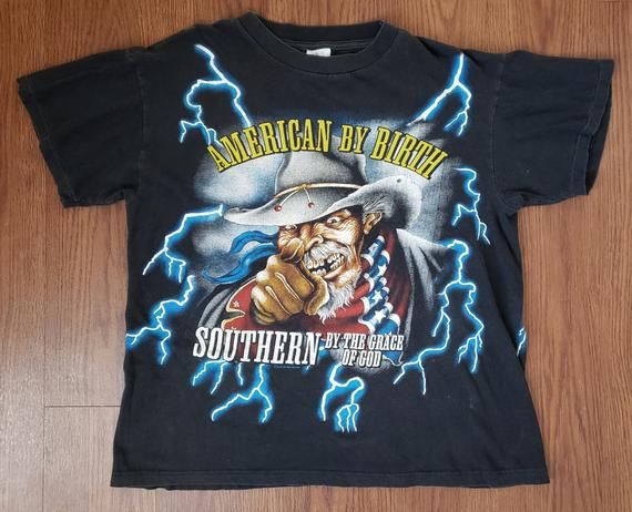 Vintage Patriotic Lightening American Cowboy Tee