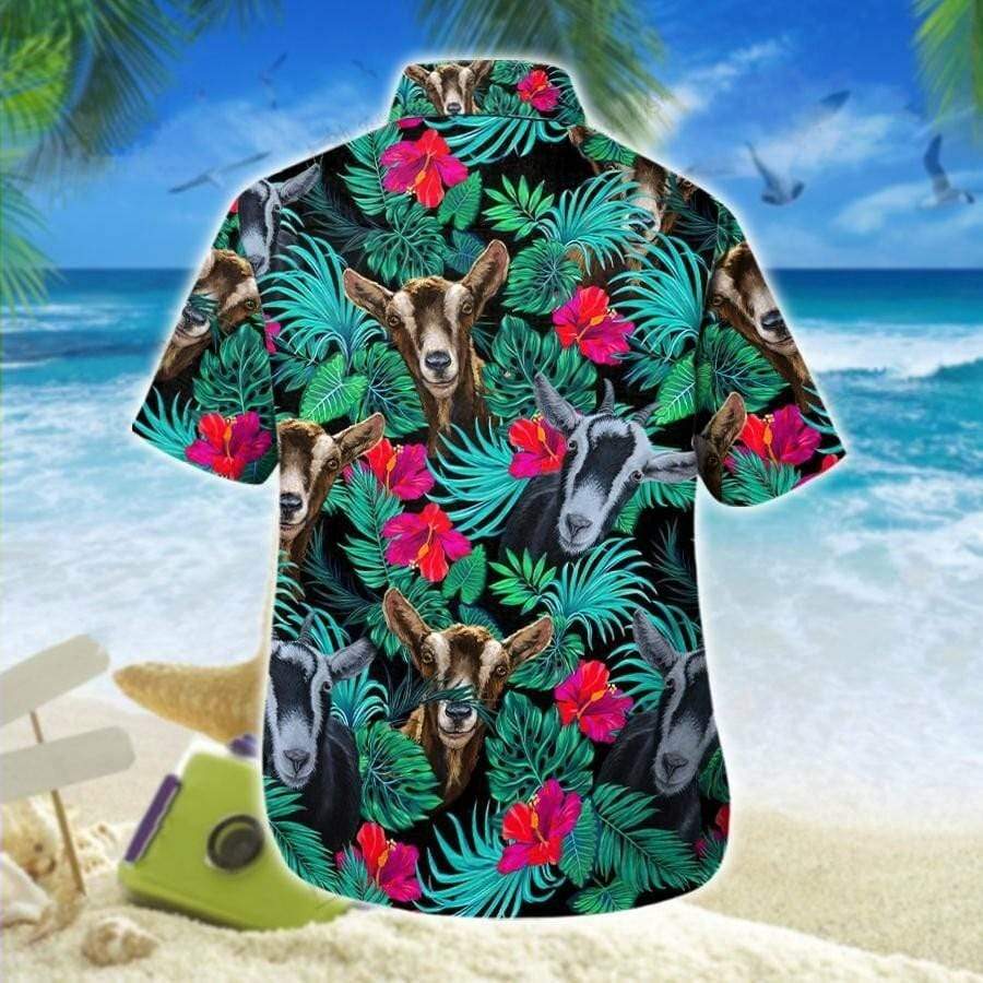 Hawaiian Aloha Shirts Goats Tropical Flowers – Fashion Store