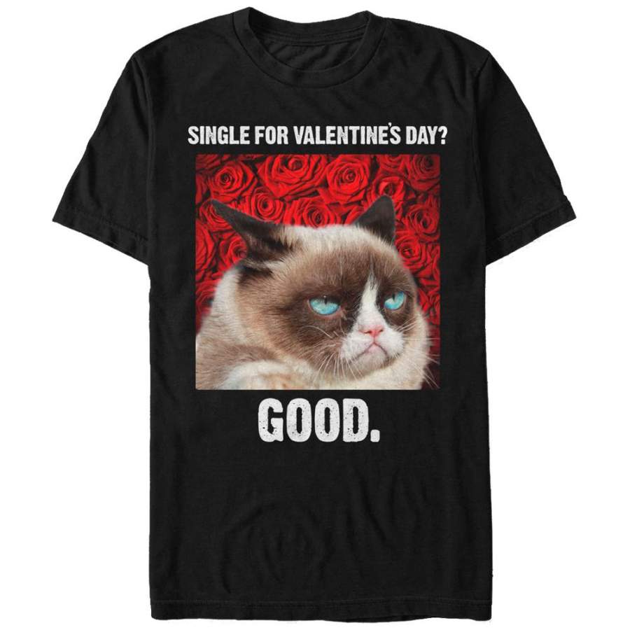 Grumpy Cat Men’s Single for Valentine’s Day Good  T Shirt Black