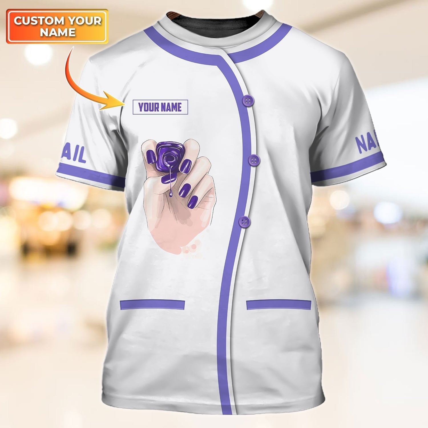 Nail Technician 3D Custom Tshirt For Women Men, Purple And White Nail Shirts