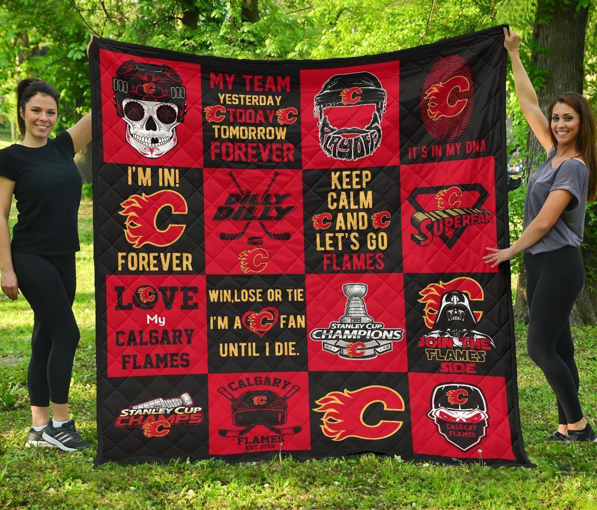 Fan Calgary Flames Quilt Blanket Amazing Gift Idea