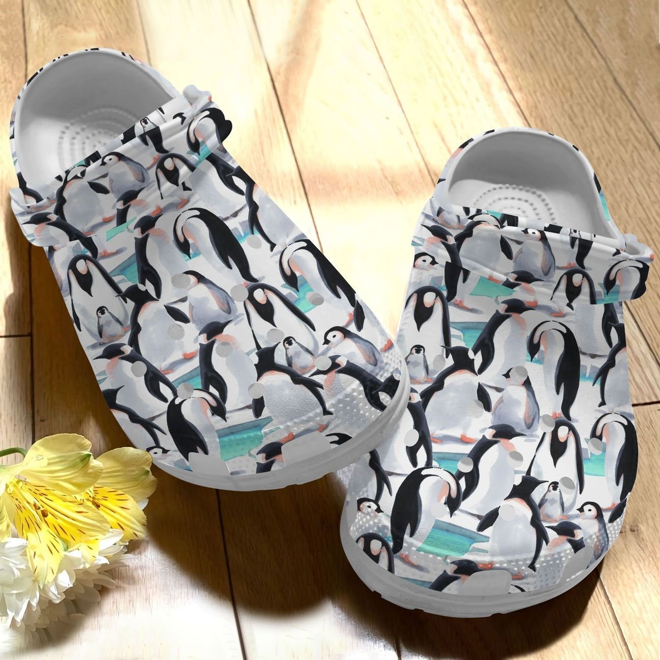 Penguin Personalize Clog, Custom Name, Text, Fashion Style For Women, Men, Kid, Print 3D Penguin Pattern