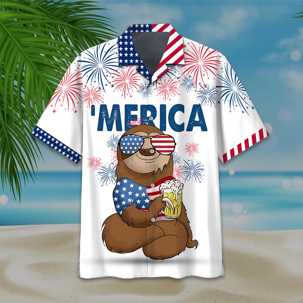 Famille Sloth Independence Day Hawaii Shirt Ha38031