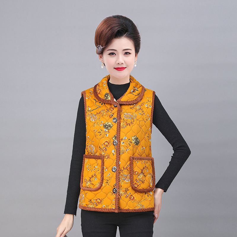 Winter vest women print Cotton Padded Lightweight Vest for Women Quilted Gilet with Zip Pockets alx