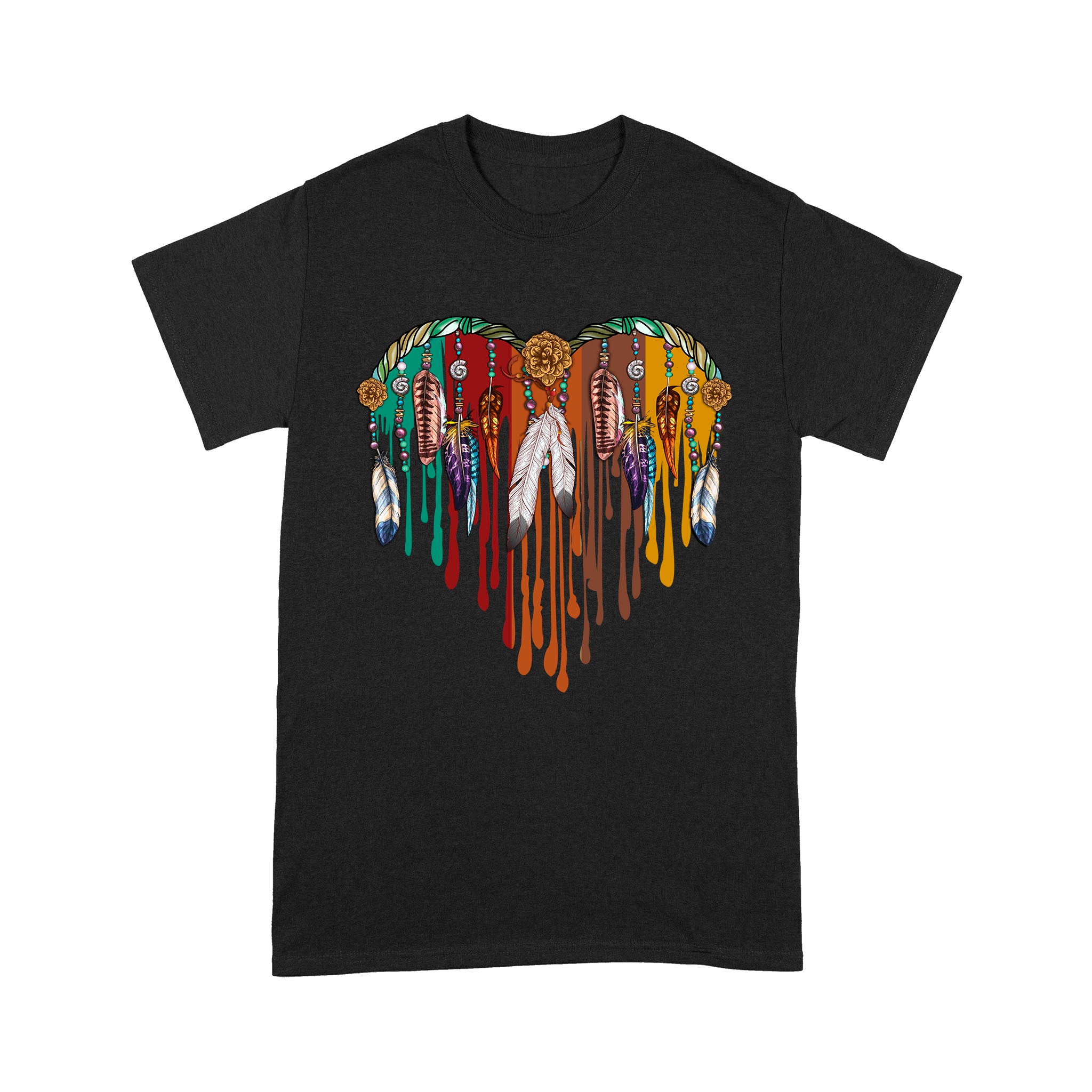 Native American Dreamcatcher Heart Shape Dripping Art Style – Standard T-shirt