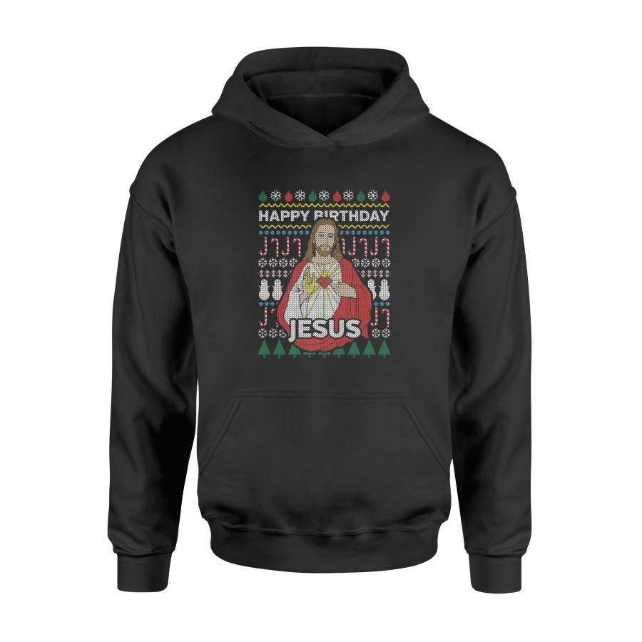 Ugly Christmas Happy Birthday Jesus T-shirt – Standard Hoodie