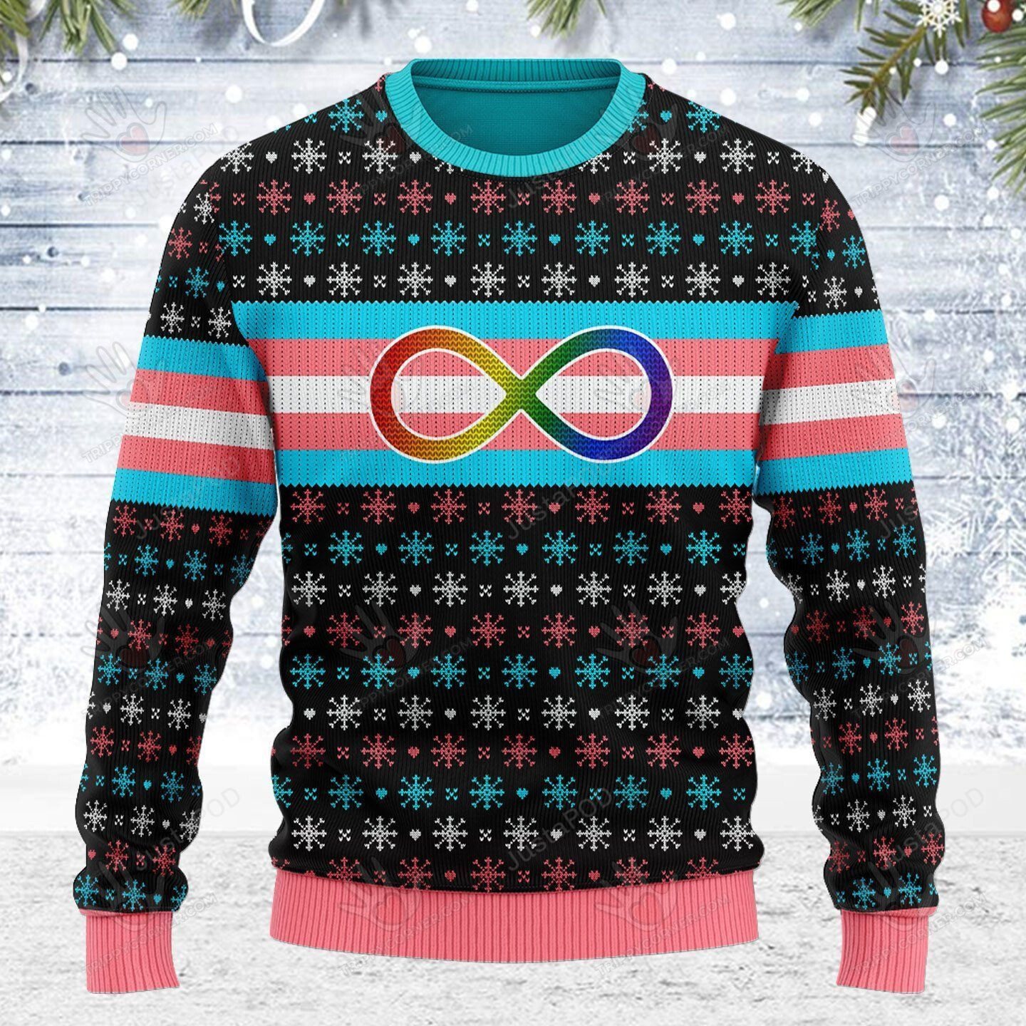 Transgender Autistic Flag Ugly Christmas Sweater, All Over Print Sweatshirt,… Ugly Sweater Christmas Gift