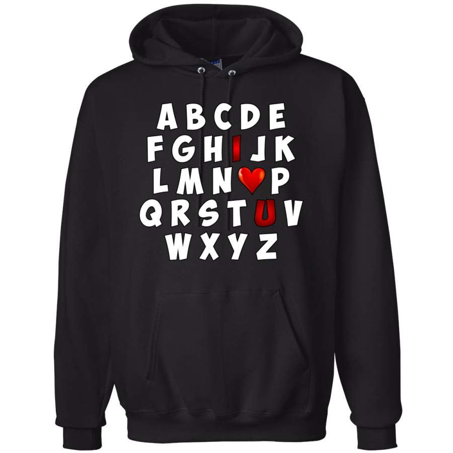 A B C I Love You Alphabet Classic Joke Valentine’s Day Hooded Sweatshirt Graphic Hoodie