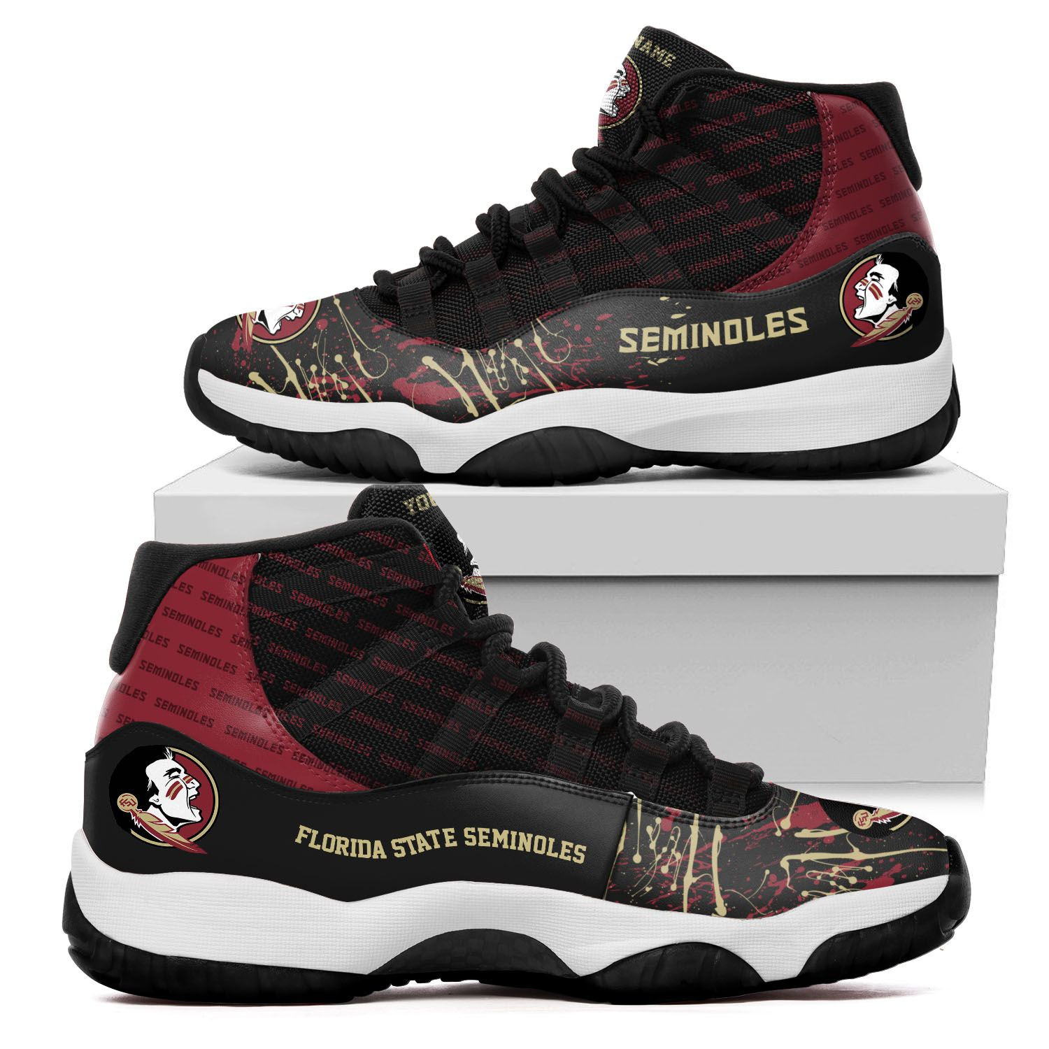 Custom Name Florida State Seminoles Air Jd 11 Sneakers Shoes 148 For Football Fans Florida State University