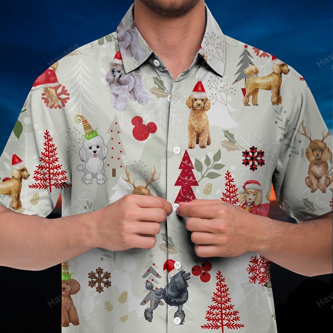 Poodle Hawaii Shirt Christmas Flannel Ha92766