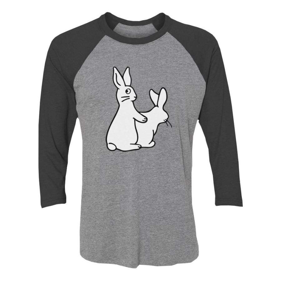 Rude Rabbits Funny Easter Humping Bunnies 3/4 Women Sleeve Baseball Jersey Shirt