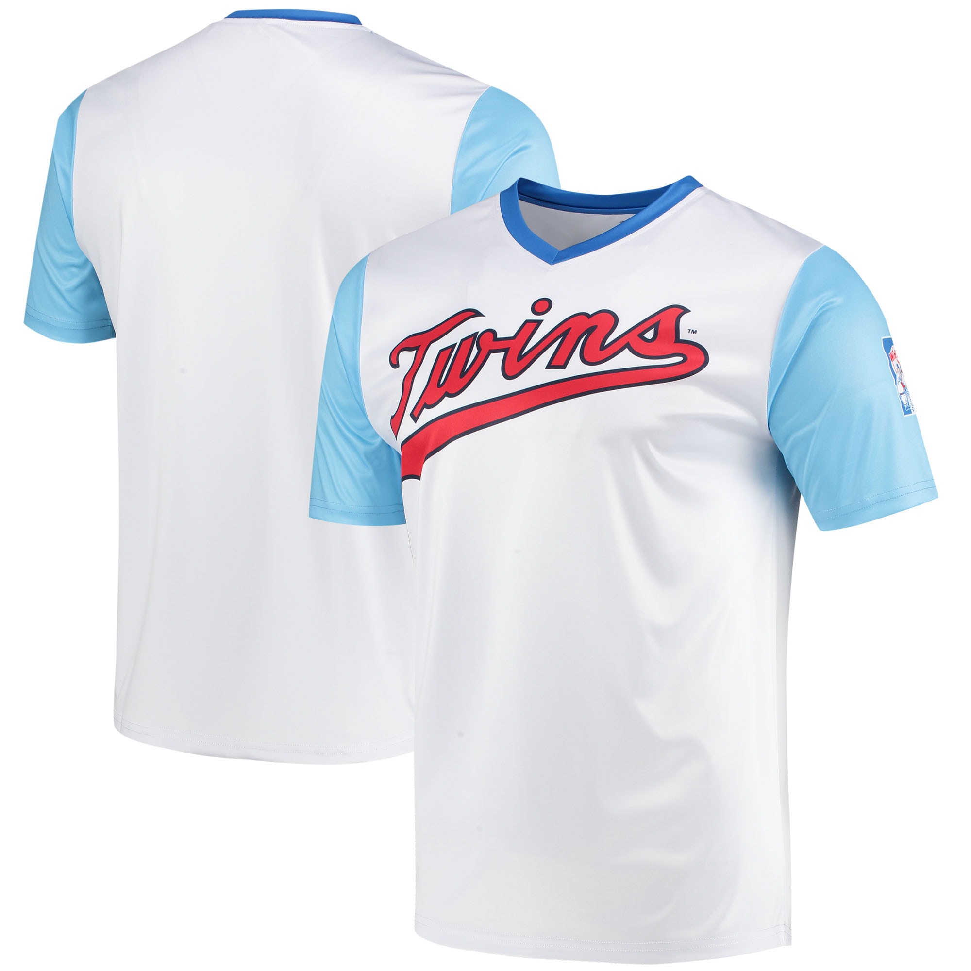 Men’s Minnesota Twins Stitches White Cooperstown Collection Wordmark V-Neck Jersey