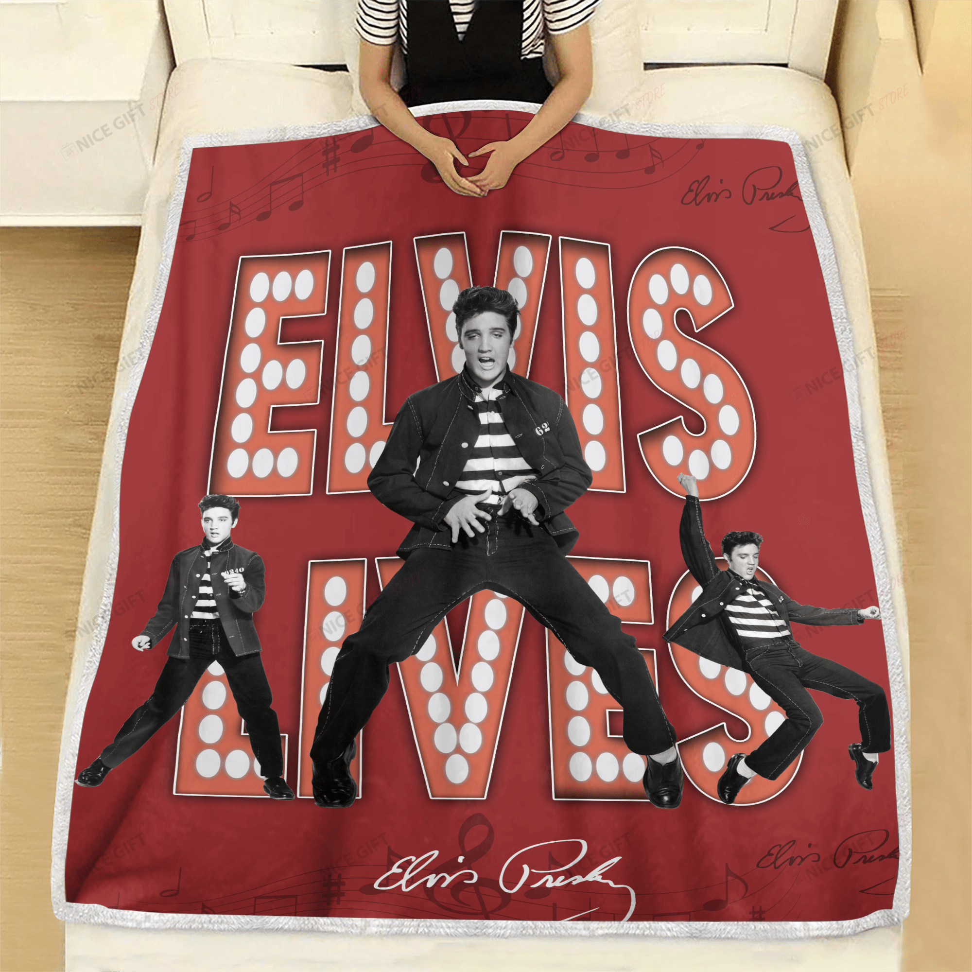 Elvis Presley Fleece Blanket Blk-R6H6