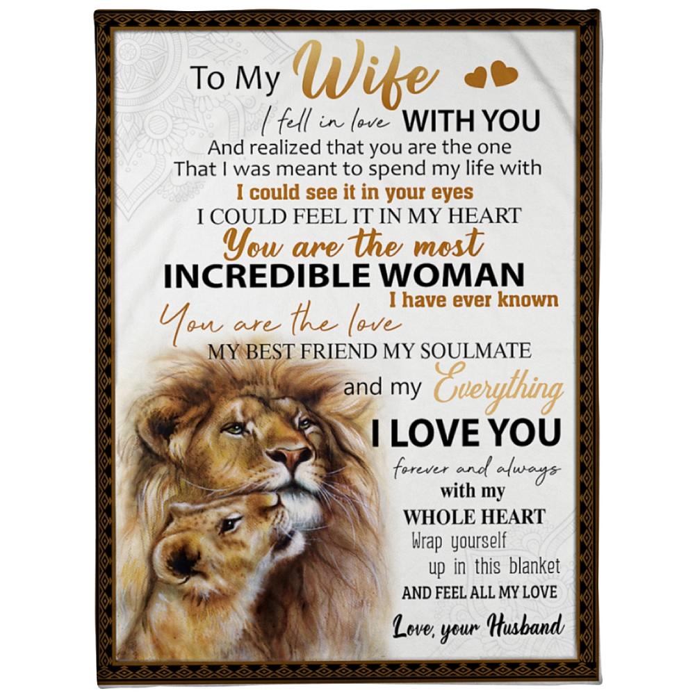 To My Wife Couple Lion Fleece Blanket Family Gift Home Decor Bedding Couch Sofa Soft And Comfy Cozy