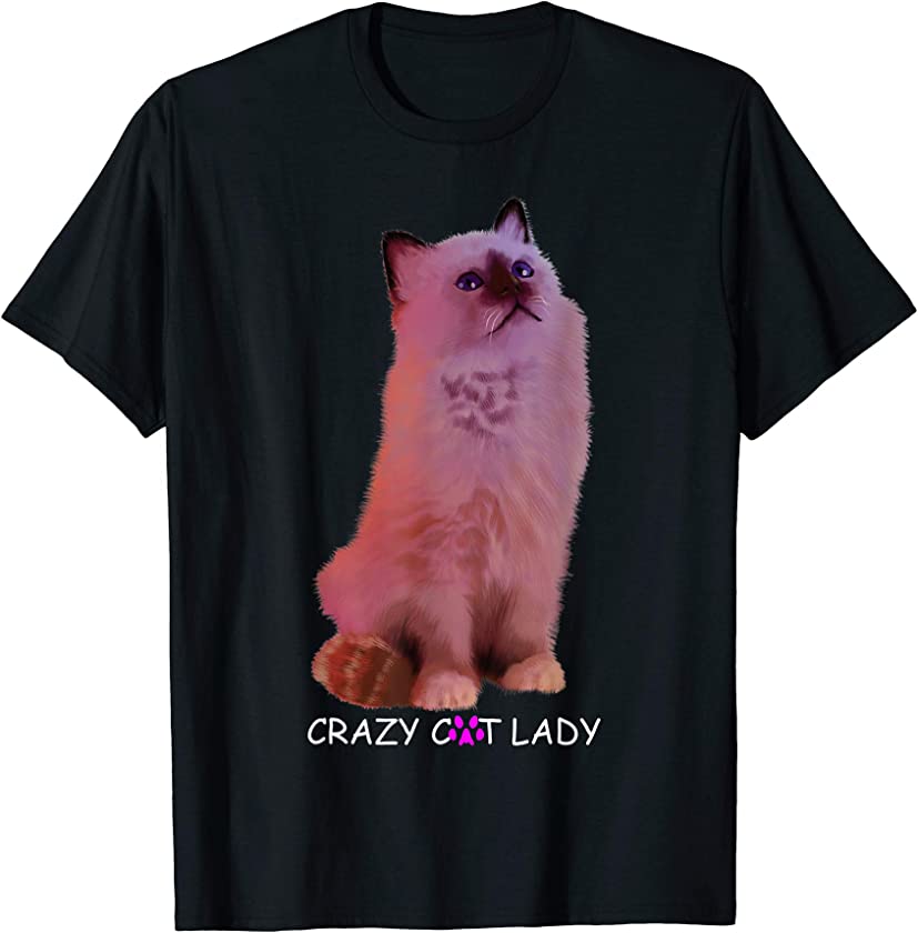 Colorful Crazy Birman Cat Lady Funny Kitty Kitten Lover Gift T-Shirt