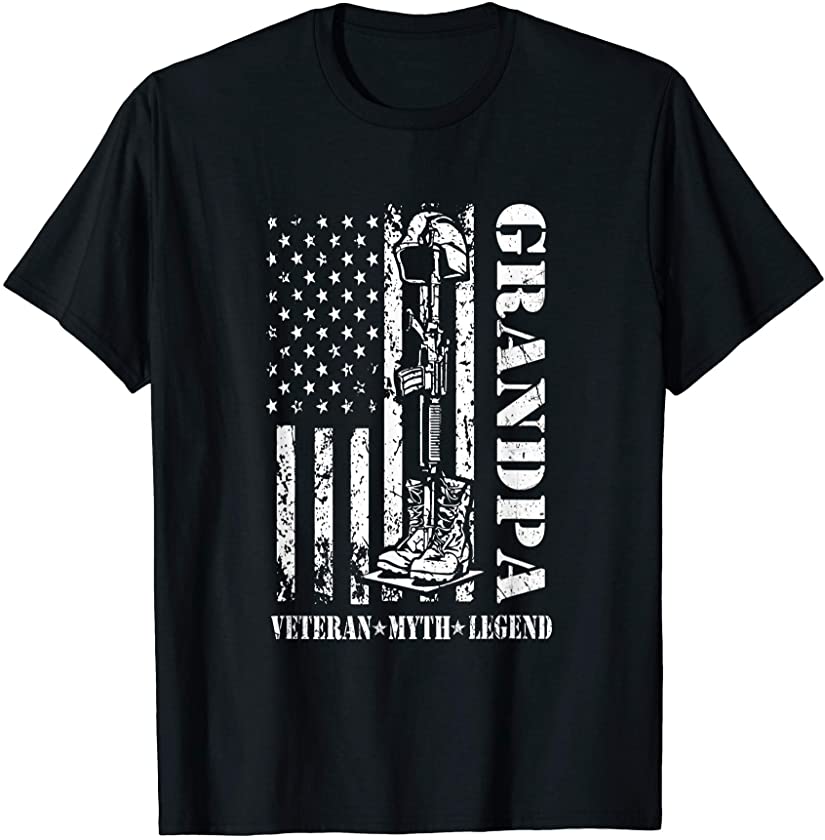 Vintage Grandpa Veteran Man Myth Legend Father’s Day 2021 T-Shirt