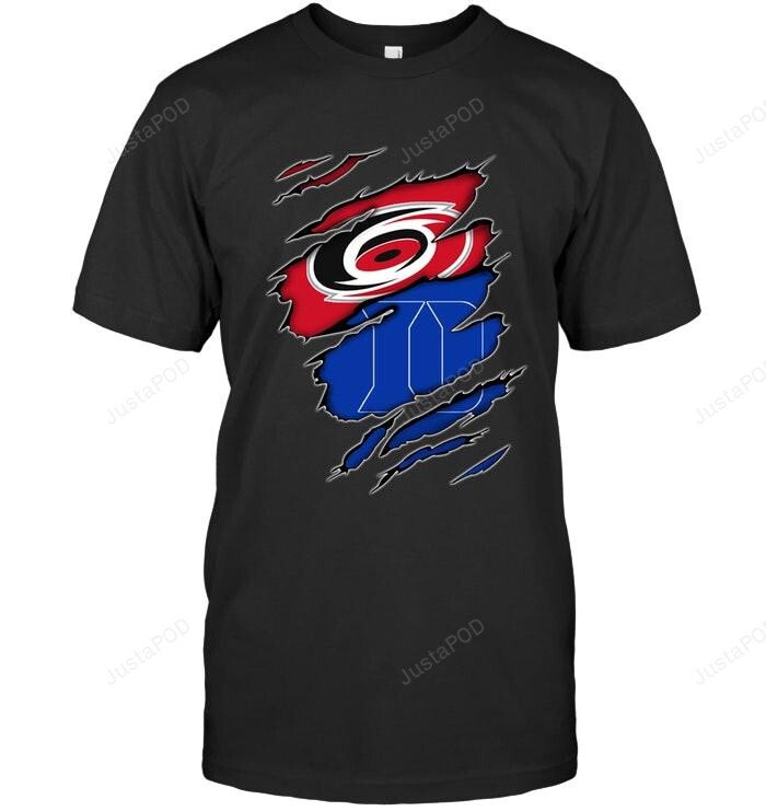 Carolina Hurricanes And Duke Blue Devils Layer Under Ripped Shirt Size Up To 5Xl