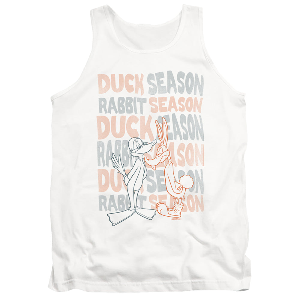 Looney Tunes Duck Season Rabbit Season Mens Tank Top Shirt White