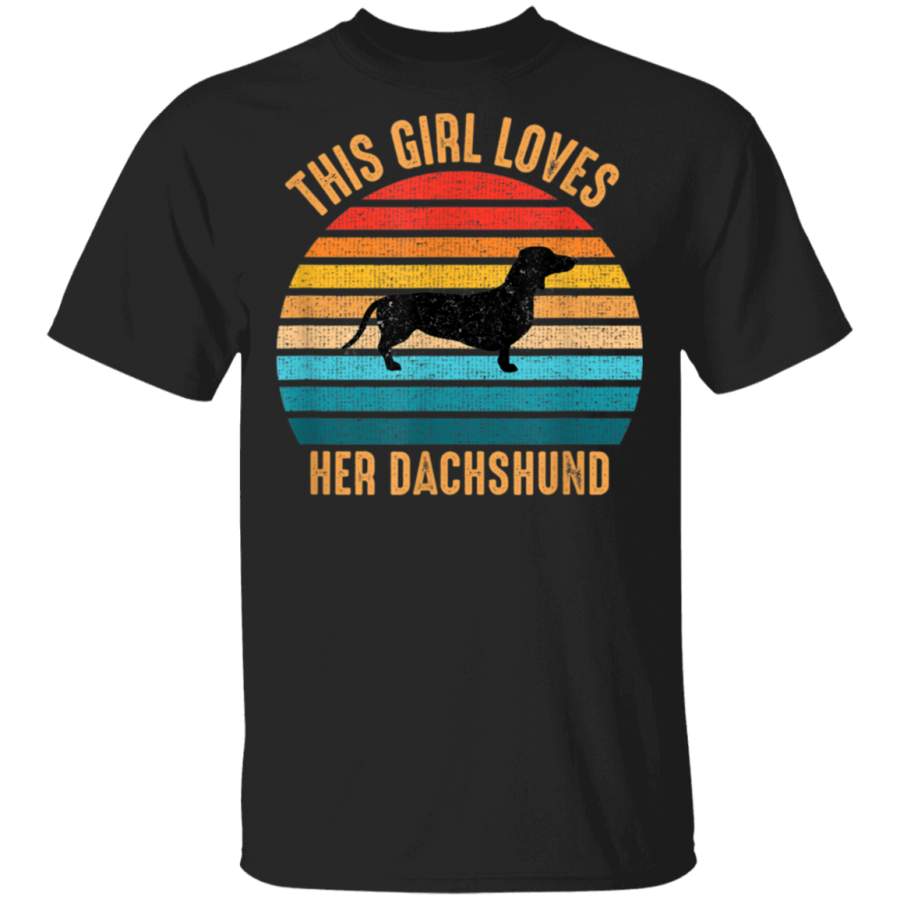 Vintage Weenie This Girl Loves Her Dachshund Retro Gift TShirt