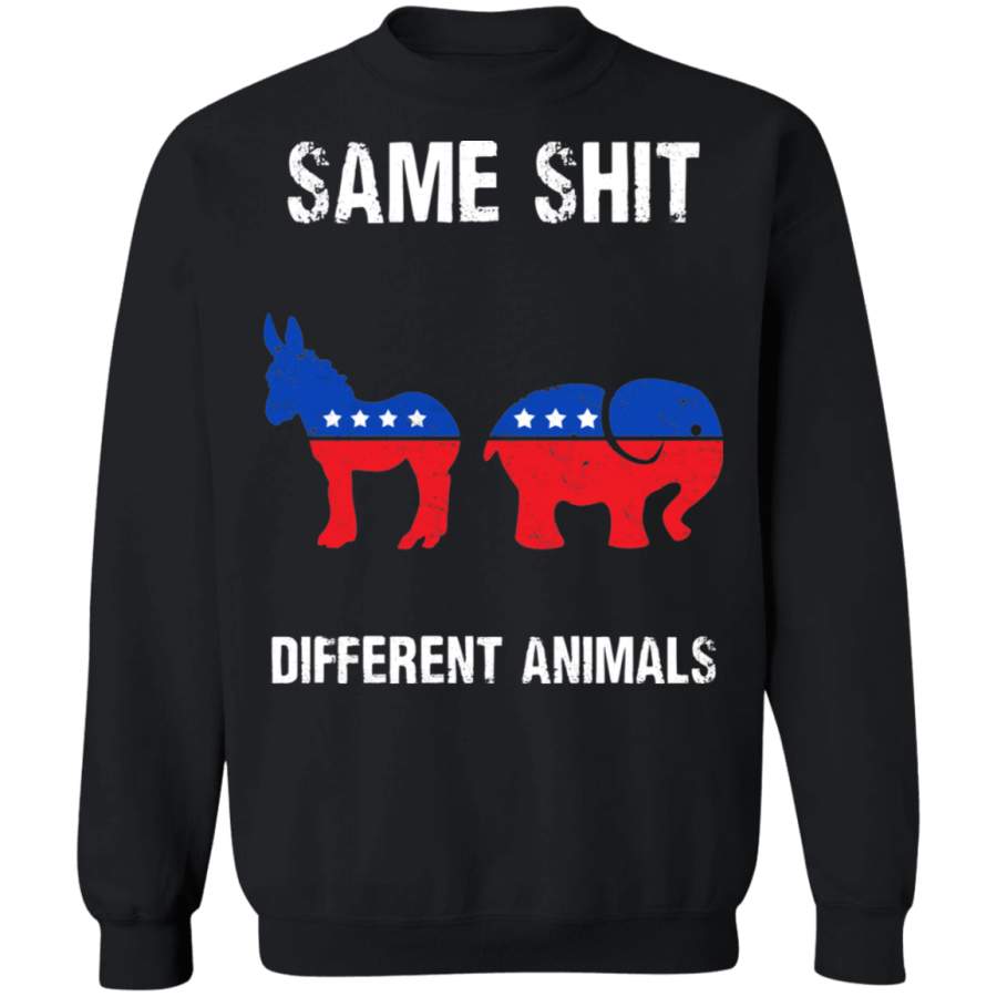 Same Shit Different Animals Donkey Elephant American Flag Sweatshirt