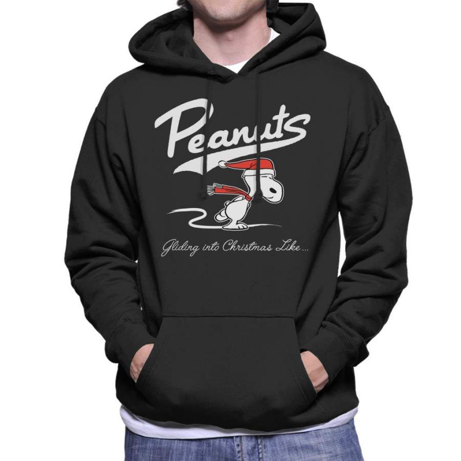 Peanuts Snoopy Gliding Into Christmas Like Men’s Hooded Sweatshirt