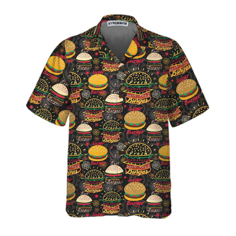 Floral Tasty Burgers Hawaii Funny Seamless Pattern Burger Shirt Ha27220