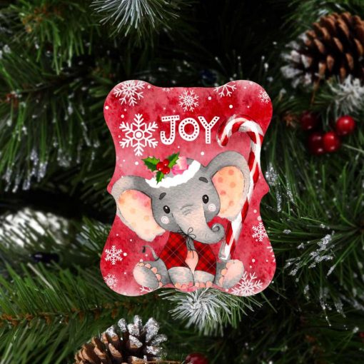 Ln 2 Elephant Peace Joy Love Shape Ornament