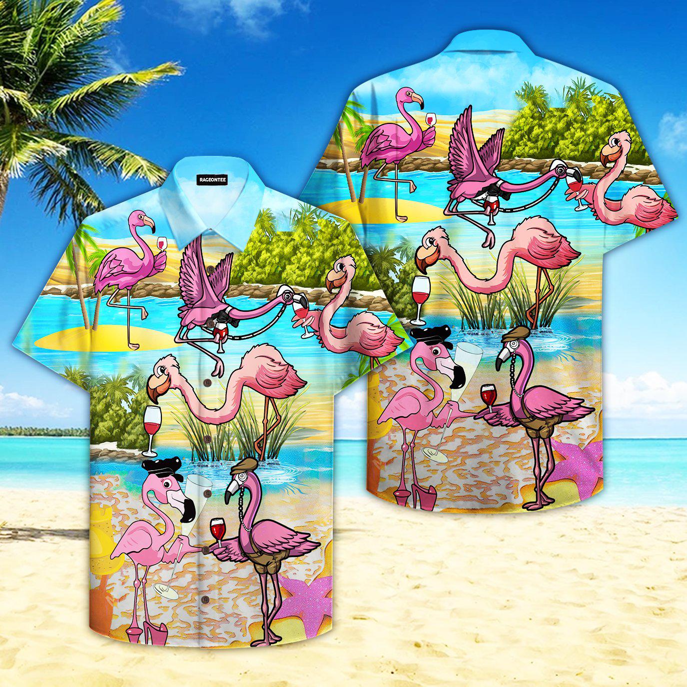 Pink Flamingo Drink Wine Party Hawaii Shirt For Men And Women Ha88337