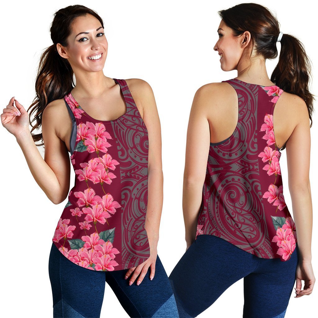 Hawaiian Hibiscus Flower Polynesian Tank Top Curtis Style Pink Ha13386