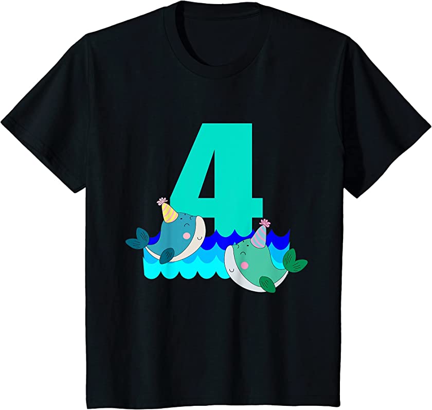 Kids Ocean Sea Animals Whale 4th Birthday 4 Year Old Gifts Shirt T-Shirt