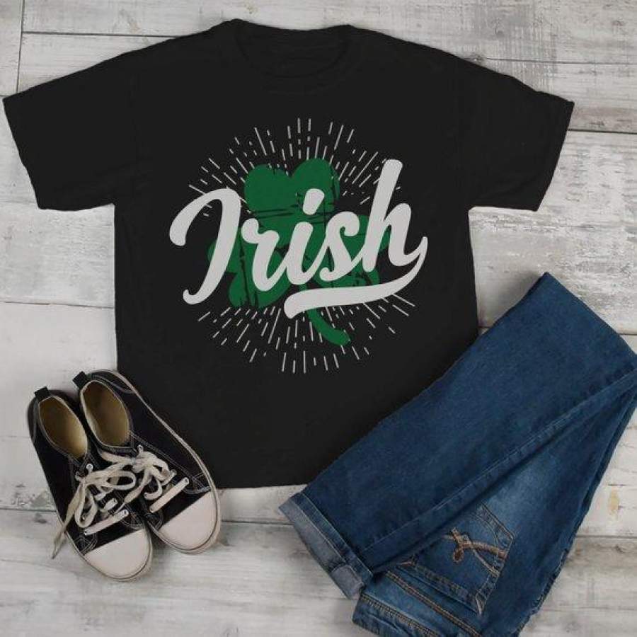 Kids Irish T Shirt Vintage Clover Shirts Shamrock Graphic Tee Toddler Shirts Grunge Tshirt St. Patrick’s Day