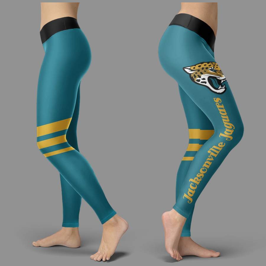 Through Great Logo Spread Body Striped Circle Jacksonville Jaguars Leggings