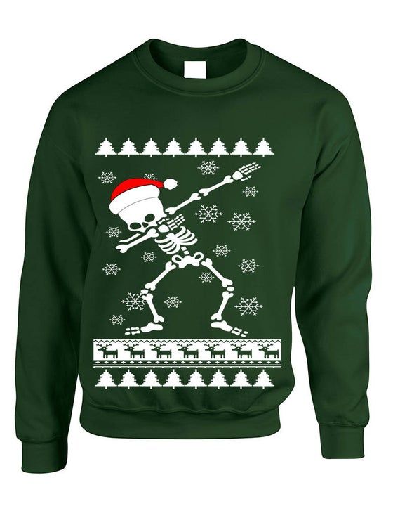 Ugly Christmas Sweatshirt Dabbing Skeleton Dab Ugly Xmas Gift Adult Sweatshirt