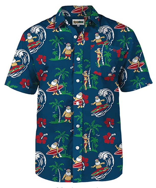 Christmas Hawaii Up Santa Button Shirt For Men Ha29143