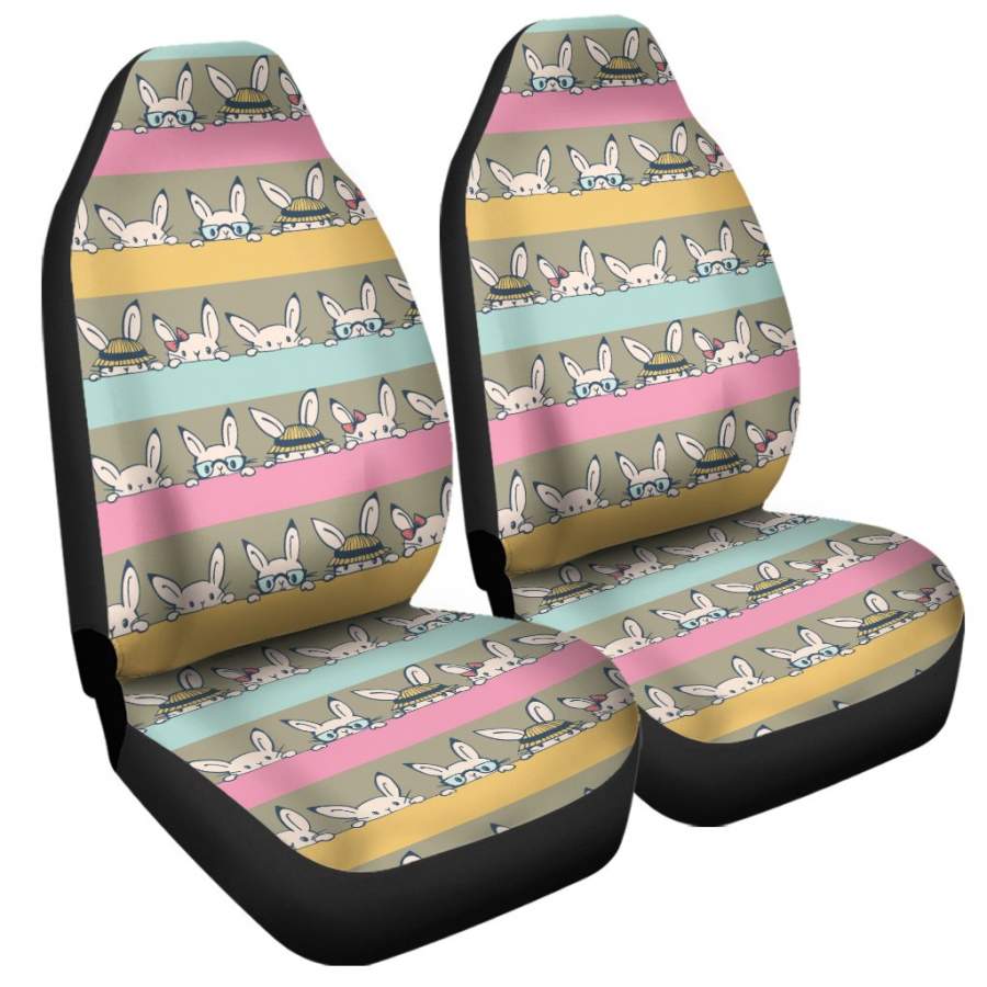 Cartoon Rabbit Pattern Print Universal Fit Car Seat Covers