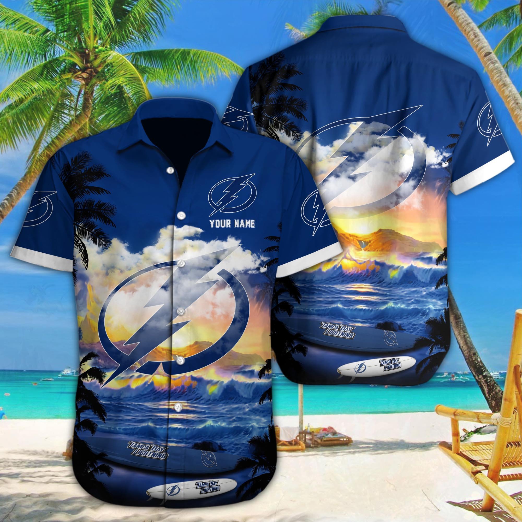 Tampa Bay Lightning Custom Name Hawaiian Shirt M-38981-34350