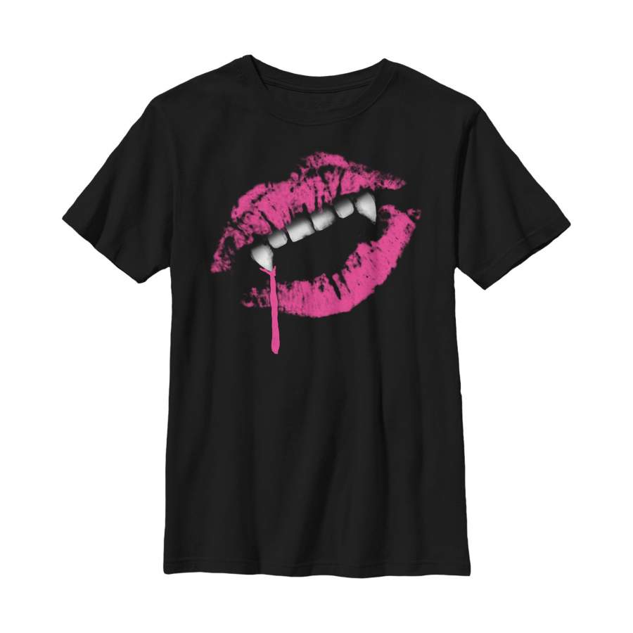 Lost Gods Boy’s Halloween Lipstick Vampire Fangs  T Shirt